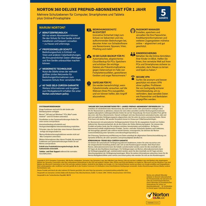 Productafbeelding Norton 360 Deluxe (5 Gebruiker, 12 maanden)