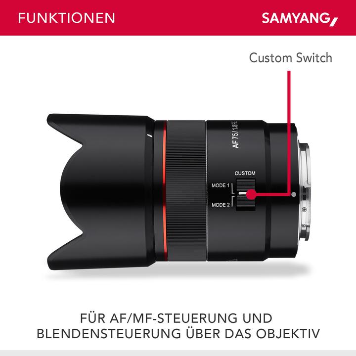 Image du produit Samyang AF 75mm f/1.8 FE, Sony E (Sony E, Plein format)