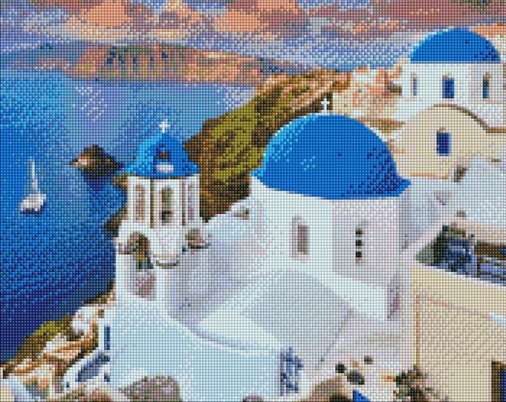 Image du produit Ideyka Diamond Painting - Santorini avec cadre 40 x 50 cm