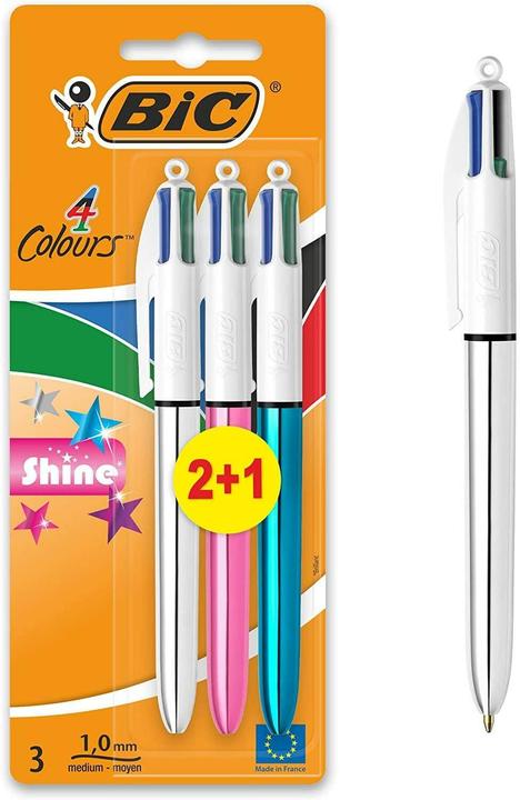 Image du produit Bic Stylo à bille multicolore 4 Colours Original 3 pcs. (Multicolore, Turquoise, Lady Pink métallique, 3 x)
