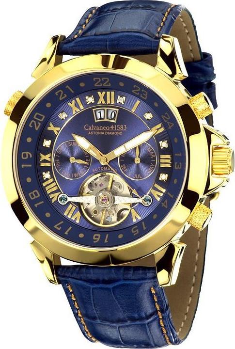 Calvaneo 1583 Astonia Diamant Or Bleu automatique (Montre avec pierre précieuse, 44 mm)