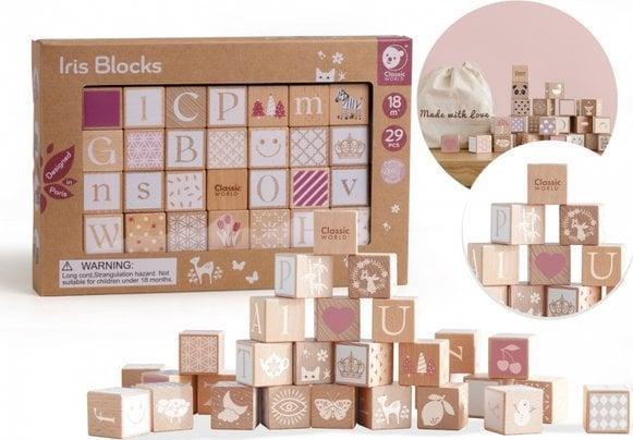 Immagine prodotto Classic World Puzzle realizzato con blocchi di legno pastello. Impara a contare le lettere. 29 El.