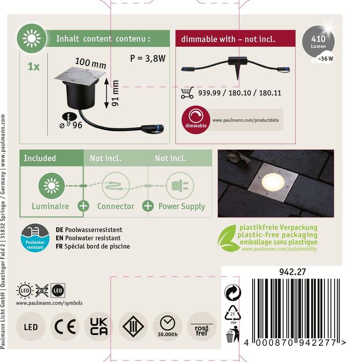 Image du produit Paulmann Plug & Shine recessed floor light (450 lm, IP65)