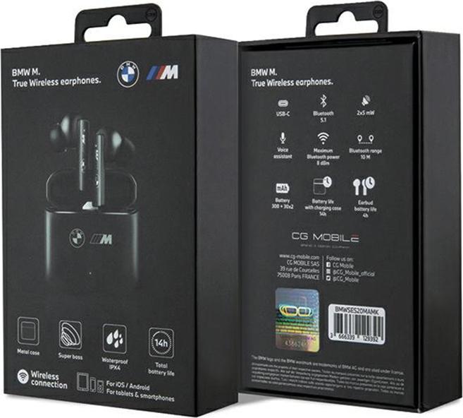 Actual product image BMW słuchawki Bluetooth BMWSES20MAMK TWS + stacja dokująca czarny/black M Collection (4 h, Wireless)