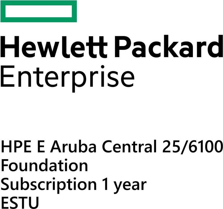 Immagine prodotto HPE E Aruba Central 25/6100, abbonamento Foundation, 1 anno, E-STU (12 Dispositivi, 12 mesi)