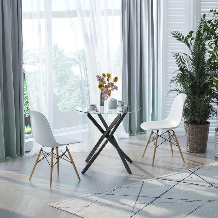 Immagine prodotto Homcom Tavolino con piano in vetro (80 x 80 x 75 cm)