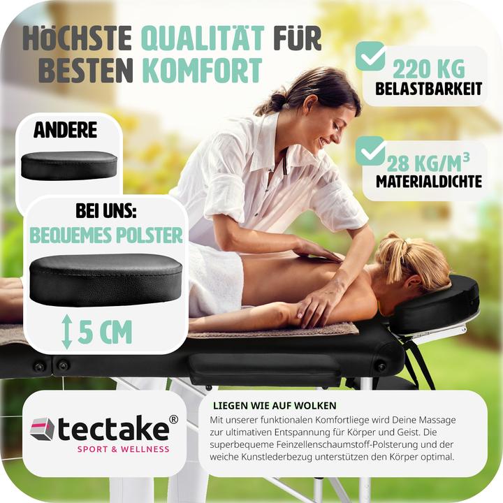Actual product image tectake Massage table 3 zone with carry back and bolsters