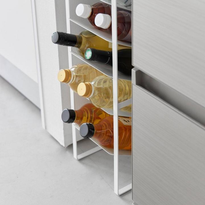 Image du produit Yamazaki Rack à bouteilles à 8 étages avec étagère en bois TOWER (20 x 19,5 x 88,5 cm, 16 Fl.)