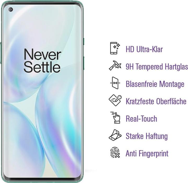 Produktbild Protectorking 1x UV Liquid Echtes Tempered 9H Panzerhartglas 3D KLAR (1 Stück, OnePlus 8 Pro)