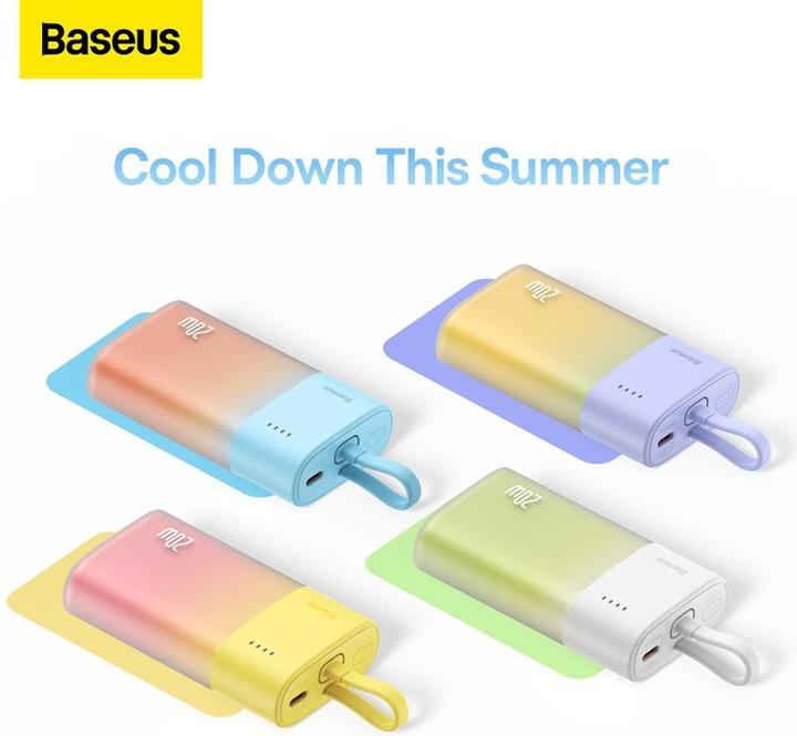 Actual product image Baseus Popsicle 5200mAh 20W Powerbank with Built-in Lightning Cable (+ White Simple USB-C - U (5200 mAh, 20 W, 20 Wh)