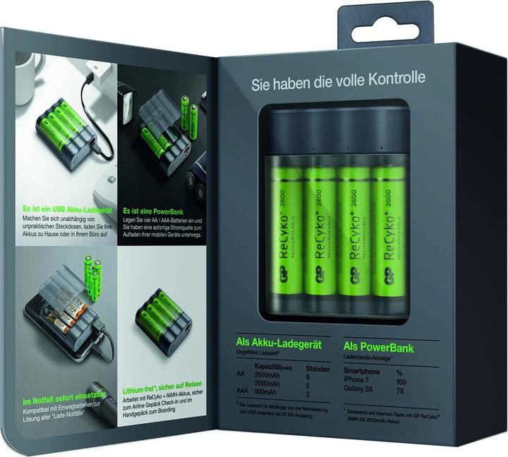 Produktbild GP Batteries CHARGE AnyWay 3in1 Ladegerät & Powerbank (2600 mAh, 12.50 Wh)