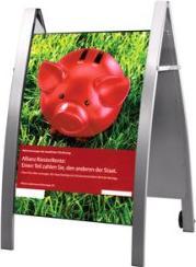 Actual product image Kerkmann Poster stand Boston, DIN A1, aluminium silver, mobile made of steel, weatherproof, for outdoor use