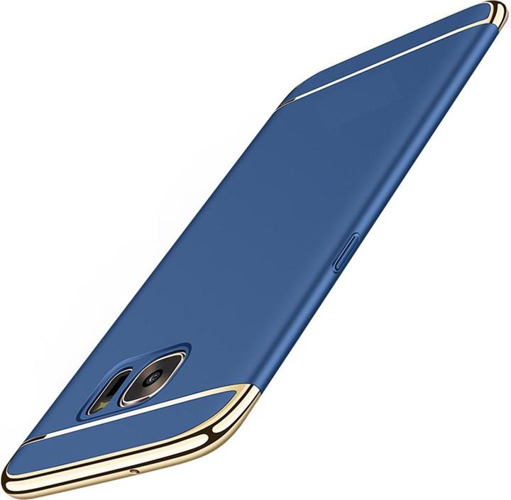 Produktbild König Design Handy Hülle Schutz Case für Samsung Galaxy S7 Bumper 3 in 1 Cover Chrom Blau Neu (Samsung Galaxy S7)