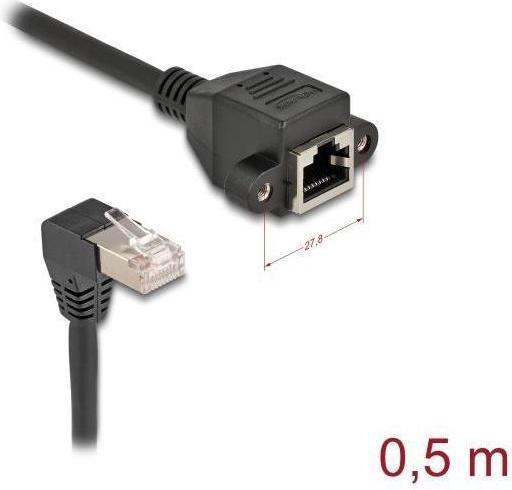 Image du produit Delock Rallonge réseau S/FTP mâle RJ45 mâle (S/FTP, CAT6a, 0.50 m)