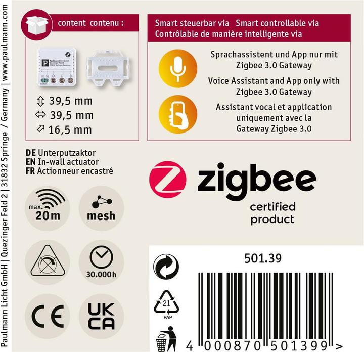 Produktbild Paulmann Unterputzaktor Zigbee