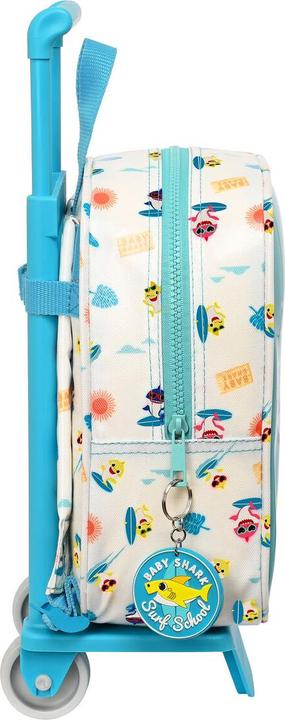 Produktbild Pinkfong Schulrucksack mit Rädern Baby Shark Surfing Blau Weiss 22 x 27 x 10 cm