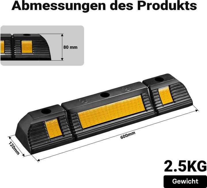 Immagine prodotto Wiltec Radstopper 60x12x8cm 2x Einparkhilfe Gummi Anfahrschutz Parkhilfe Garage