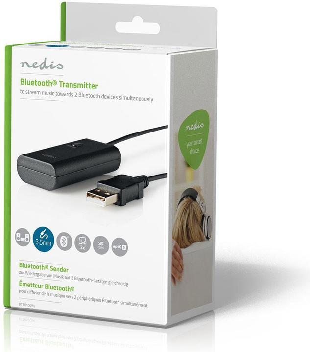 Produktbild Nedis Drahtloser Audiosender - Bluetooth® - AptX-Chipsatz - Bis zu 2 Kopfhörer - AptX-Chipsatz - Ü (Sender & Empfänger)