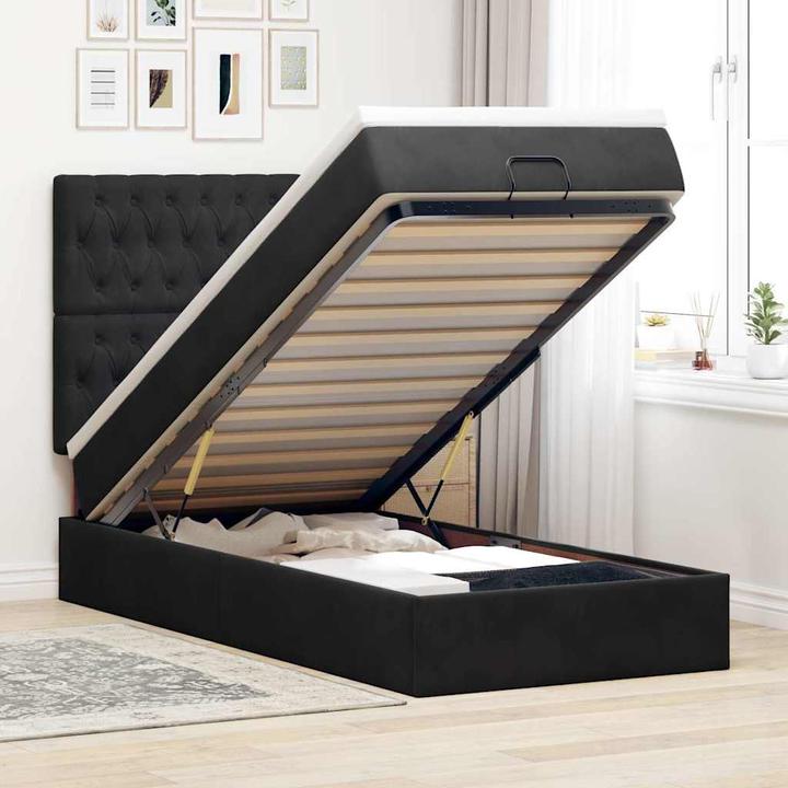 Immagine prodotto VidaXL Letto a ottomana con materassi nero 120x200 cm con struttura in velluto (120 x 200 cm)