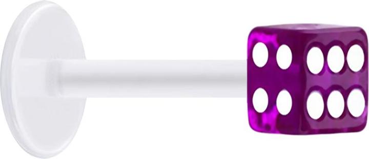 Produktbild Star Piercing Micro Labret transparent mit Würfel violett transparent (ohne Messing, Acryl, Bioflex)
