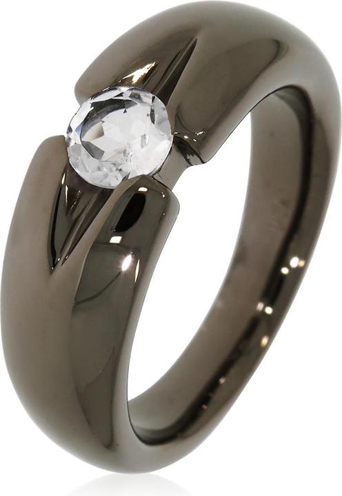 Immagine prodotto Xen Anello con cristallo di rocca da 5 mm circa 0,50 ct. Rodio nero (56, 925 Argento)