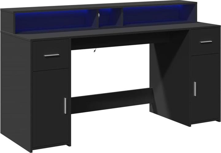 Produktbild VidaXL LED Schreibtisch Computertisch Arbeitstisch Laptoptisch Bürotisch Schwarz (160 x 55 x 91 cm)