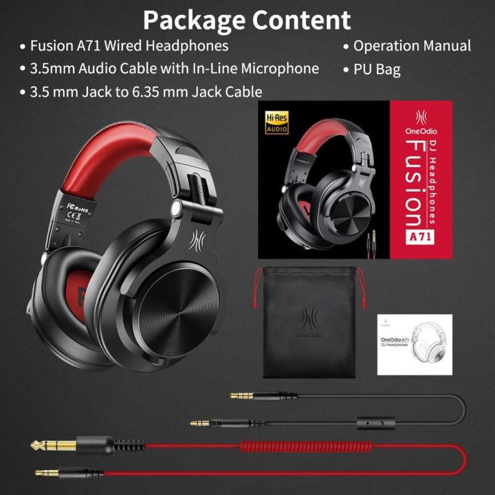 Image du produit OneOdio A71 Casque filaire (Noir et rouge) (Filaire)