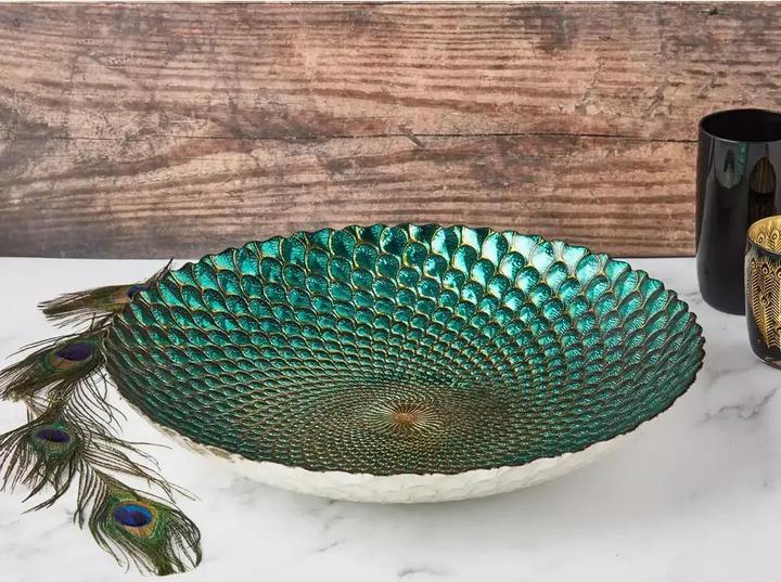 Actual product image The DRH Collection Bowl Peacock 41 cm glass