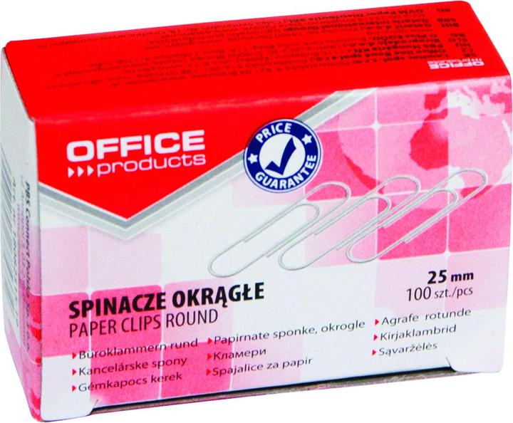 Produktbild Office Products Büroklammern, rund, 25 mm, 100 stück, silber (100 x)