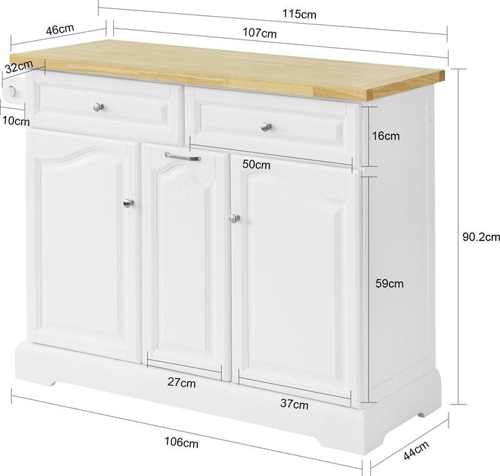 Immagine prodotto SoBuy Isola della cucina Carrello da cucina con portabottiglie