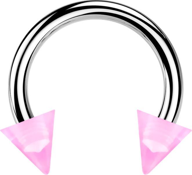 Actual product image Star Piercing Micro Circular Barbell silber mit zwei Cones hellpink transparent (without brass, Surgical steel 316L, Acrylic)