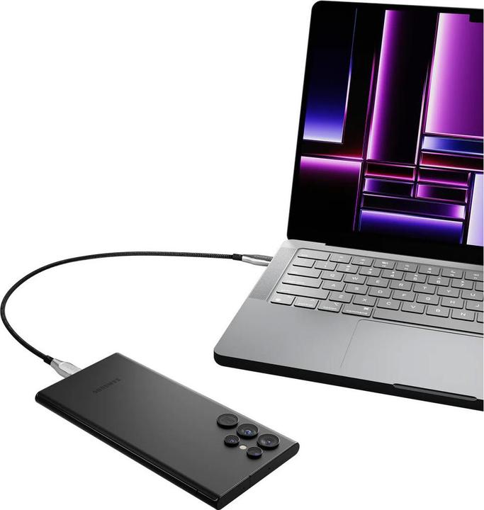 Actual product image Cygnett Armoured USB-C to USB-C (USB 2.0) cable, black, 3 m (3 m, USB 2.0)