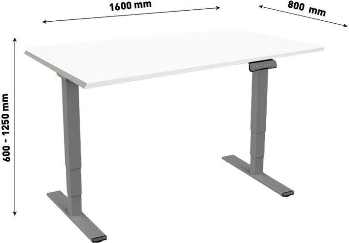 Image du produit Contini Table de bureau réglable en hauteur (160 x 80 x 130 cm)