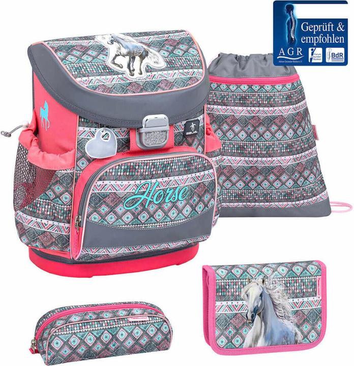 Produktbild Belmil MINI FIT Schulrucksack 4-teiliges-Set Horse Aruba Blue (17 l)