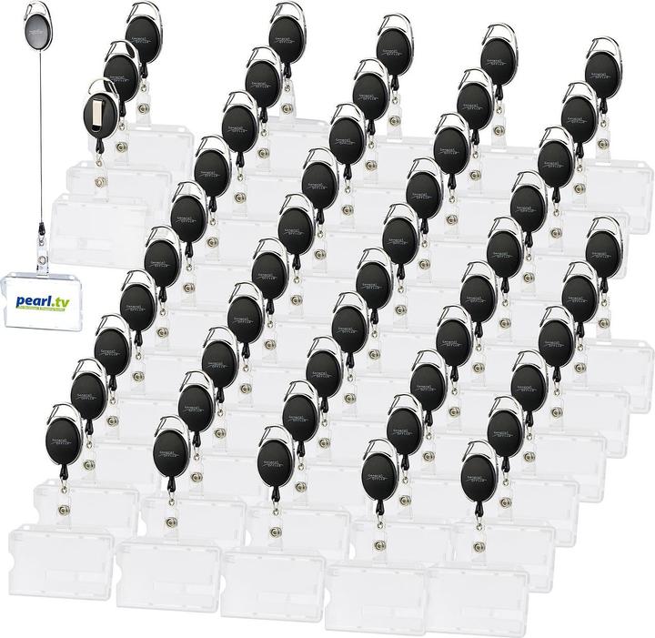 Actual product image General Office Set of 50 hard plastic ID covers with yoyo attachment clip (50 x)