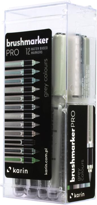 Produktbild Karin PRO - Brush Marker (Schwarz, Grau, Grün, 12 x)