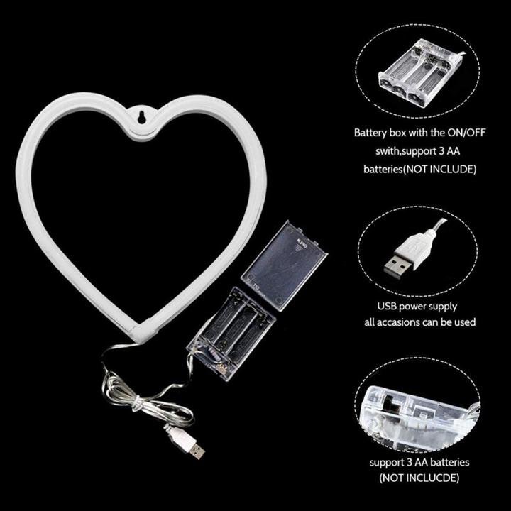 Productafbeelding Forever Light Neon LED Licht HART rood Bat + USB FLNEO7 Voor altijd licht (20 cm)