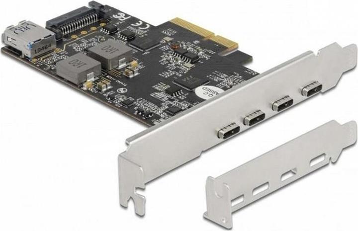 Actual product image Delock PCI Express x4 card to 4 x USB Type-C™ + 1 x USB Type-A