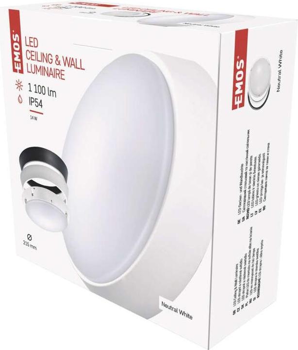 Produktbild Emos LED Deckenleuchte, rund, schw./w. 14W neutralweiss (1100 lm)