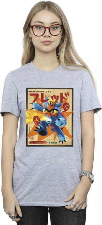 Immagine prodotto Disney Big Hero 6 Baymax Fred Newspaper Maglietta Ampia Donna (XL)