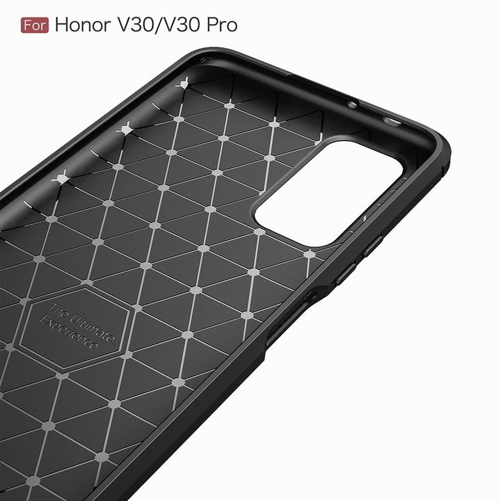 Actual product image König Design Case Mobile Protection for Huawei Honor V30 Case Cover Bumper Carbon Optics TPU Blue (Honor V30)