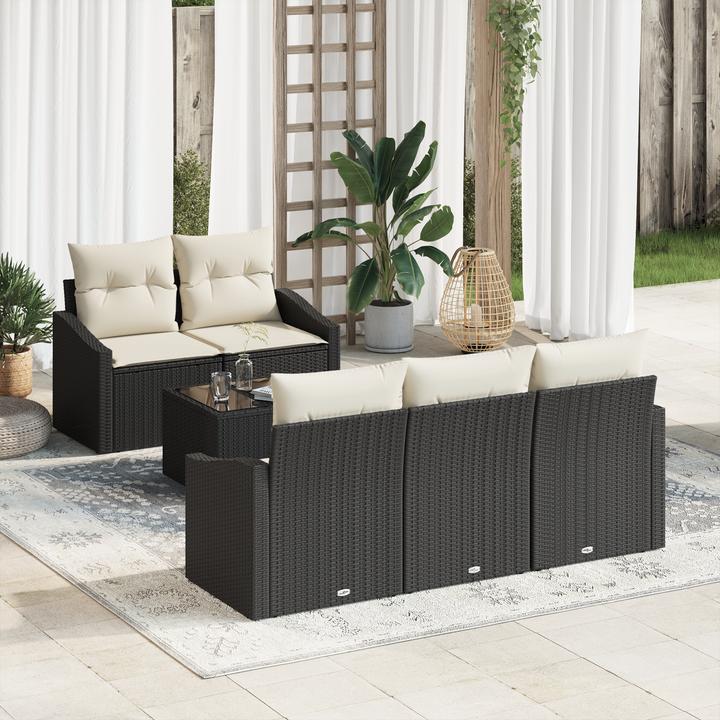 Actual product image VidaXL 6-piece garden sofa set with cushions black poly rattan