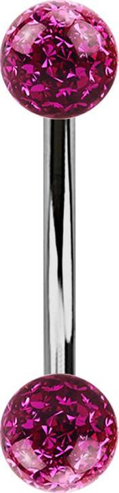 Produktbild Star Piercing Banane silber mit zwei Kristallkugeln fuchsia Epoxy Schutzschicht (ohne Messing, Titan G23)