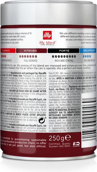 Valeurs nutritives et ingrédients Illy Expresso (Torréfaction foncée, 250 g)