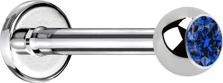 Produktbild Star Piercing Labret silber mit Kugel Kristall dunkelblau (Chirurgenstahl 316L, ohne Messing)