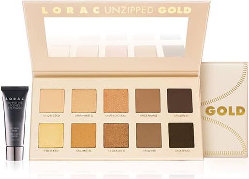 Image du produit Lorac Palette d'ombres à paupières Unzipped Gold avec mini apprêt pour les yeux Behind the Scenes (Or)