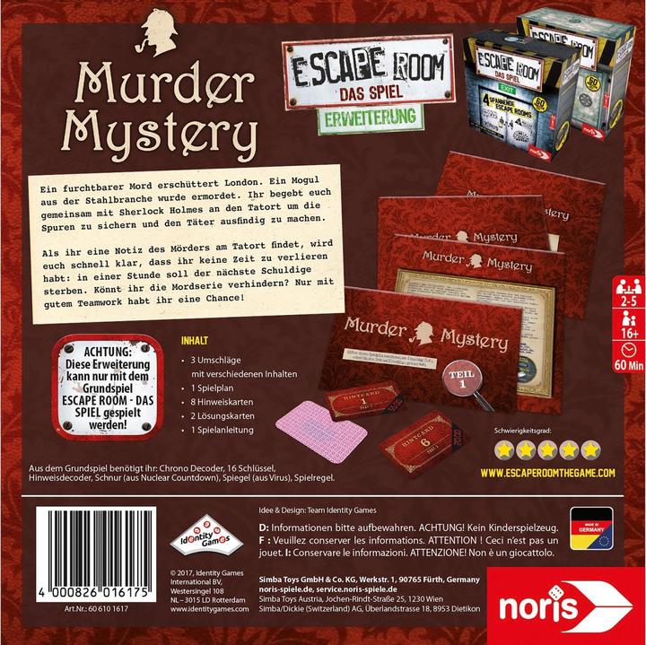 Produktbild Noris Escape Room Murder Mystery (Deutsch)