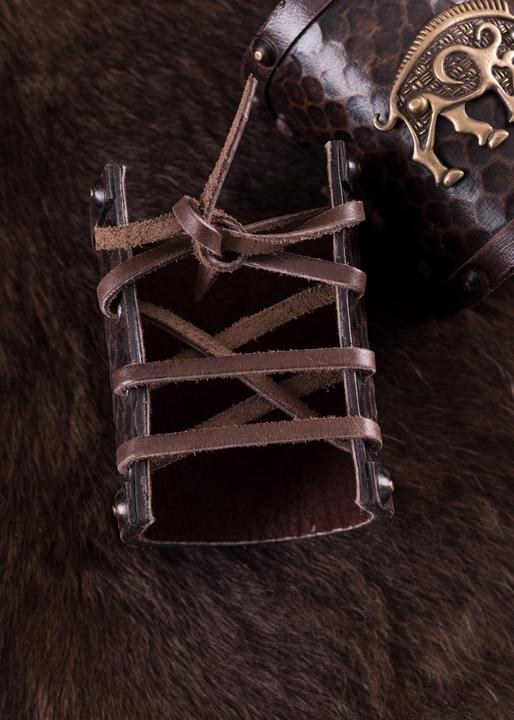 Image du produit Battle Merchant 2 protège-poignets en cuir avec motif celtique de sanglier