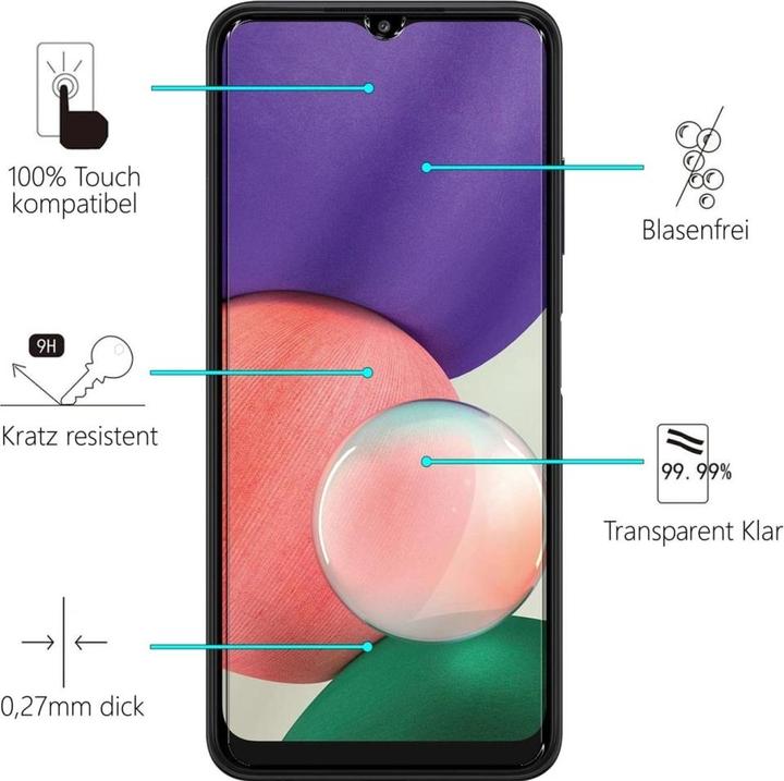 Actual product image Screenguard Samsung Galaxy A22 5G bulletproof glass protective film Case Friendly Design (1 Piece, Samsung Galaxy A22 5G)