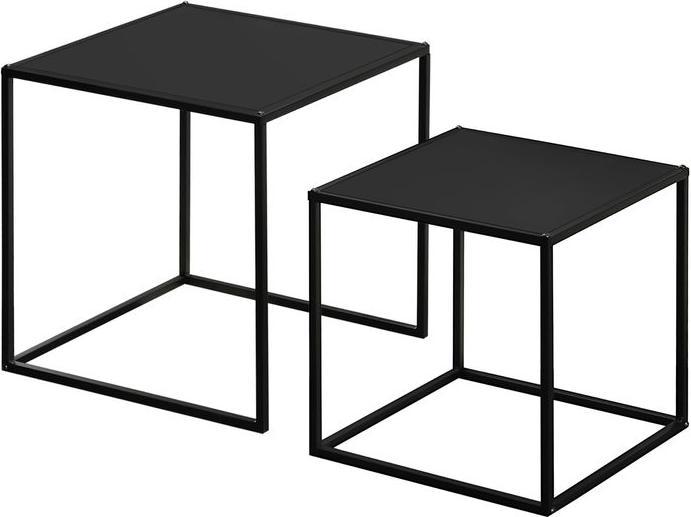 Produktbild Swisshandel24 Beistelltisch, Couchtisch, Satztisch, 2er-Set, modernes Design, Stahlrahmen, schwarz, 40x40x40cm